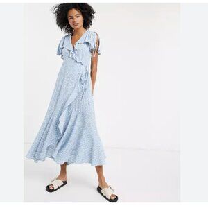 & Other Stories Floral Print Chiffon Ruffle Maxi Dress Hydrangea